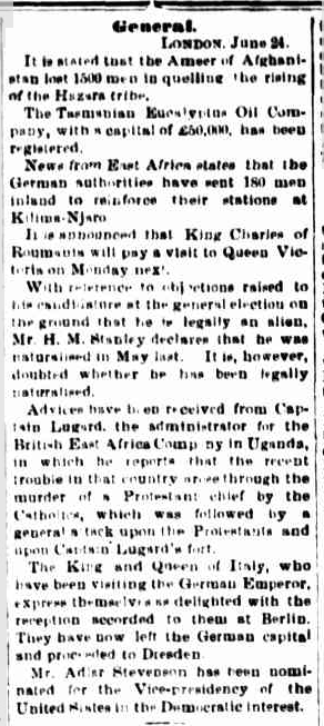 Maryborough Chronicle, Wide Bay and Burnett Advertiser (Qld. : 1860 - 1947), Mon 27 Jun 1892, Page 2, General.