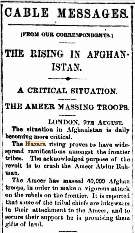 THE RISING IN AFGHANISTAN (THE AGE)