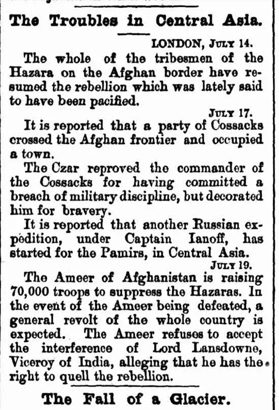 The Troubles in Central Asia (Sydney Mail 1892)